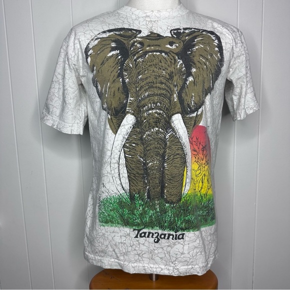 Vintage 90’s Zip It London Tanzania African Elephant T Shirt - Picture 4 of 9